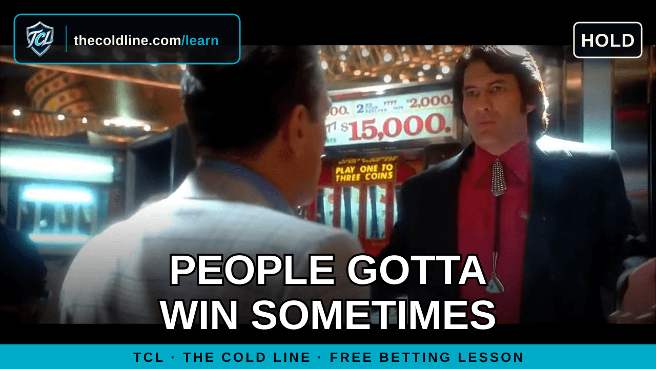 Casino still of slot manager Don Ward on the casino floor with the headline "People gotta win sometimes" — The Cold Line lesson: what is hold?