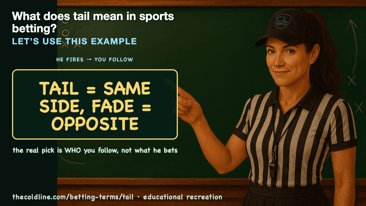 Chalkboard lesson explaining Tail with a worked Tail example.