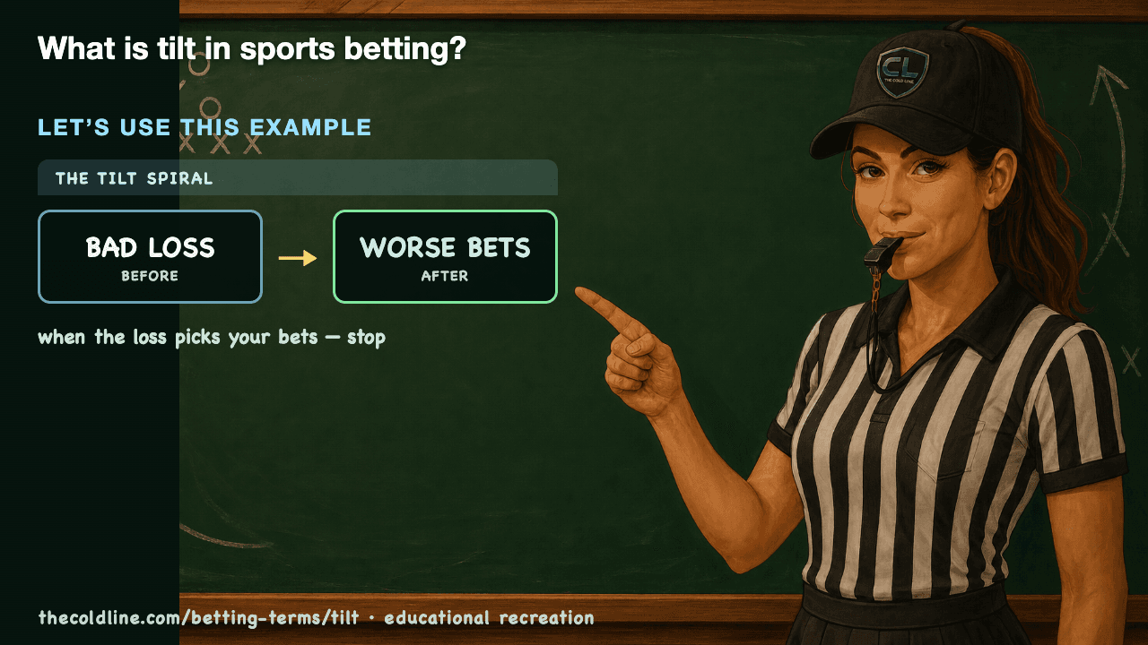Chalkboard lesson explaining Tilt with a worked Tilt example.